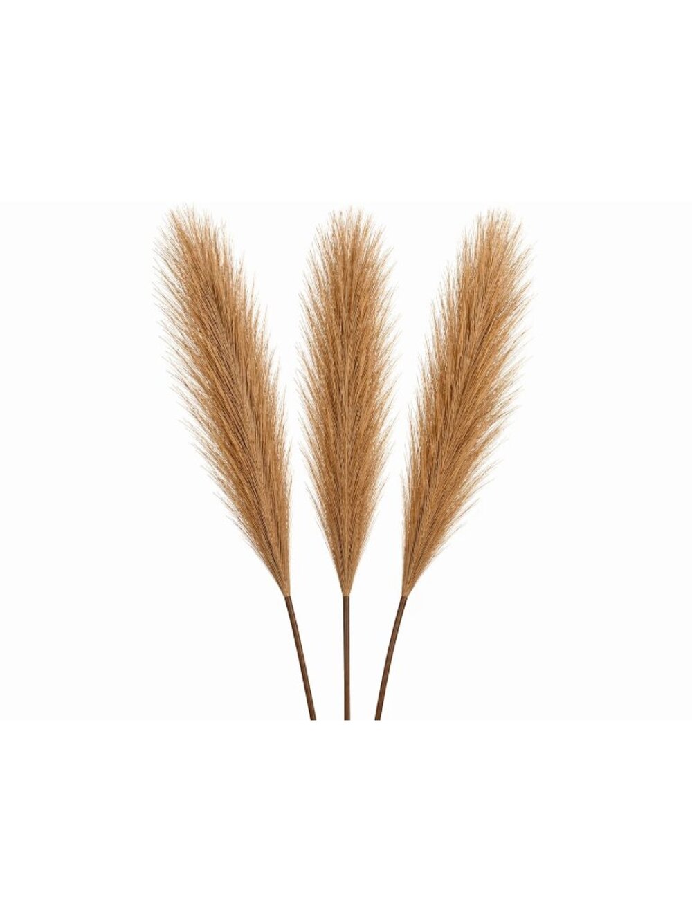 Caramel Tan Pampas Grass 3 Stem Faux Pampas Boho Decor Warm Brown Vase Filler Fa